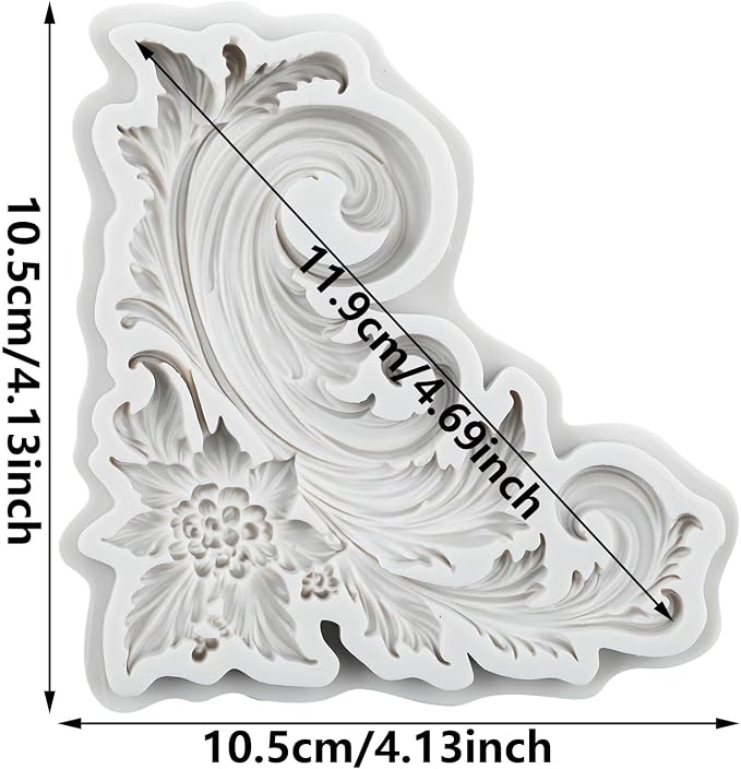 Baroque Scroll Relief Polymer Clay Molds Curlicues Scroll Lace Filigree Silicone Mold for Epoxy Resin Casting DIY Crafts Air Dry Polymer Crafts Supplies Clay Tools