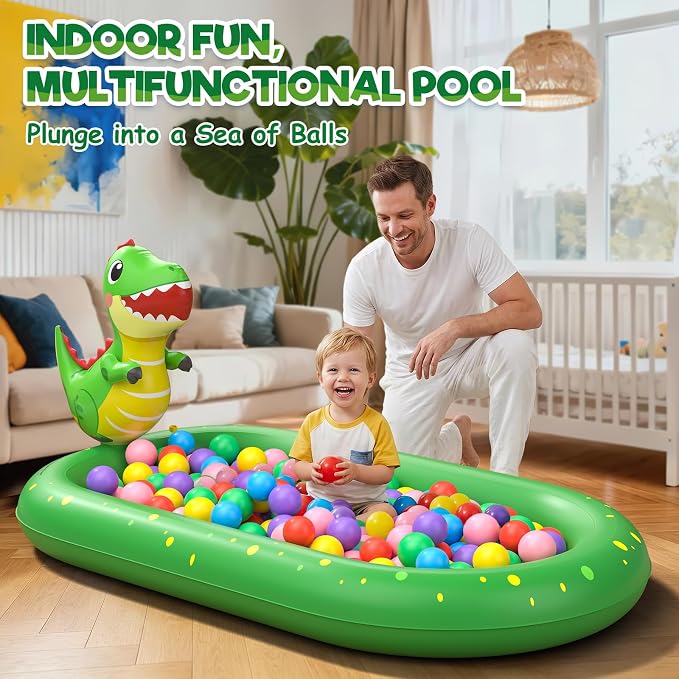 Splash Pad for Toddlers 1-3, Dinosaur Inflatable Sprinkler for Kids, 3-in-1 Baby Splash Pads Outdoor Play Mat, Kids Pool Backyard Summer Water Toys Birthday Gift for 1+ Year Old Girls Boys