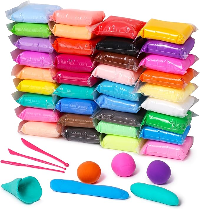 Air Dry Clay Kit, 36 Colors Modeling Clay with Tools | Ultra Light, Safe and Non-Toxic, 3 Sculpting Tools