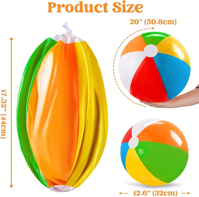 JOYIN 2-Pack 20" Beach Balls - Pool Toys Large Inflatable Beach Ball Swimming Pool Water Games, Classic Rainbow Color Beachball Luau Birthday Decorations Party Supplies Party Favors Gifts