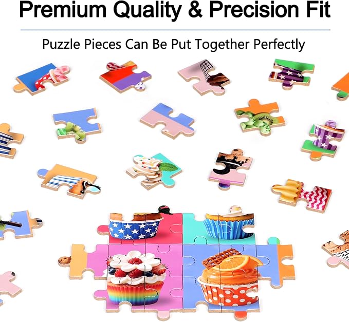 MZZOTOY Cupcake Puzzle for Kids Ages 4-8, 60 Pieces Jigsaw Puzzles for Kids Ages 3-5， Learning Educational Puzzles Toys Great Gift for Boys Girls in a Metal Box