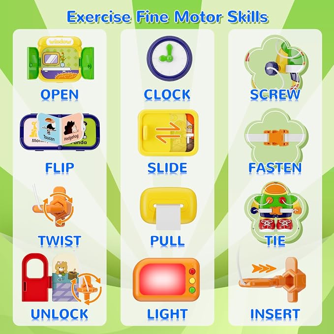 MFEESYOB Montessori Toys for 1 Year Old Boy Girl, Musical Montessori Busy Board for 12-18 Month Age, Educational Montessori Toy for Toddlers 1-3, Birthday Gift for 1+ Year Old Boy Girl