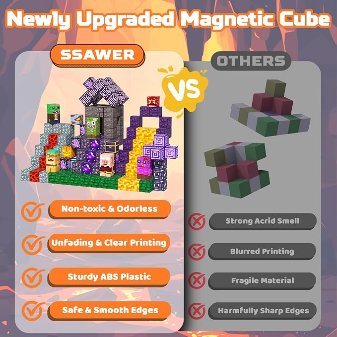 Magnetic Blocks Building Toys for Kids, 48 PCS Magnetic Blocks for Kids Ages 4-8, Magnetic Cubes, STEM Sensory Toys for Boys & Girls, Christmas Birthday Gifts for Kid Ages 3+