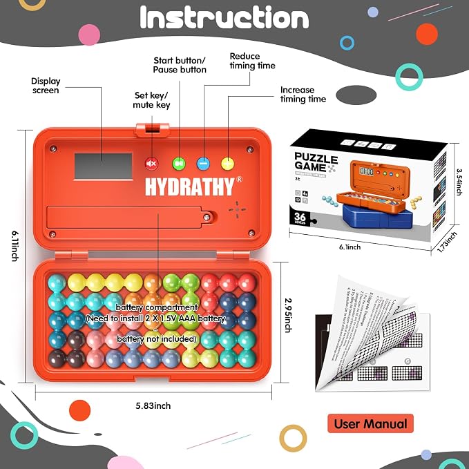 Brain Teaser Puzzles Games for Kids Adults with Timer, 2 Modes Handheld Travel Games, Single Player Mind Challenge Toys, STEM Montessori Educational Gifts for Kids 3+, Teens & Adults (Red)