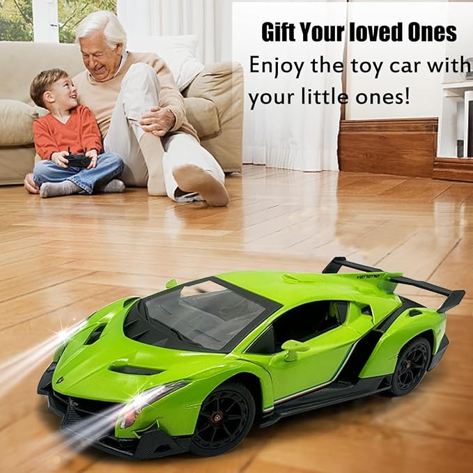 QUN XING Remote Control RC CAR Racing Cars Lambo Officially Licensed 1:24 Toy RC Cars Model Vehicle for Boys 5,6,7,8 Years Old, Green
