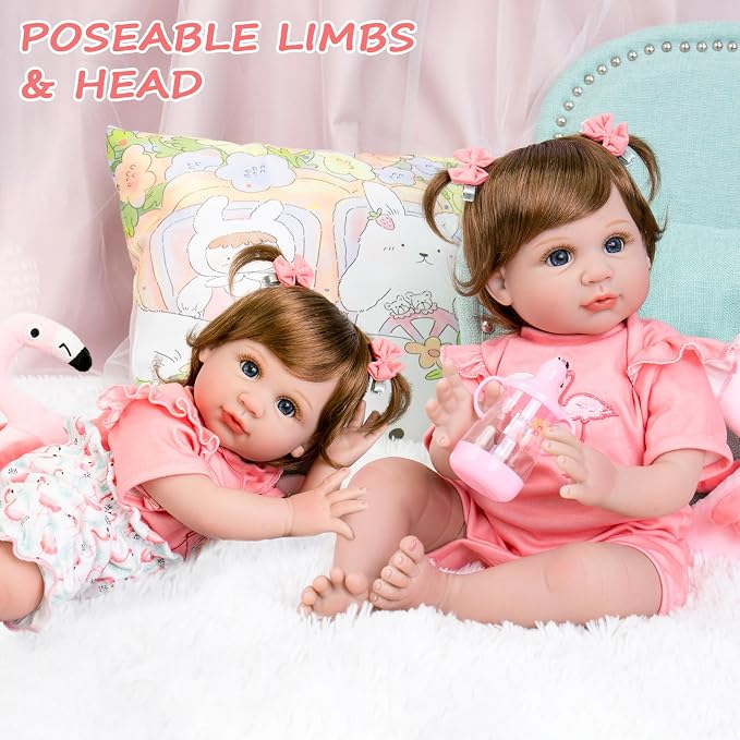 Aori Realistic Reborn Baby Doll Girls - 22 inches Real Life Newborn Baby Dolls, Adorable Lifelike Babies, Weighted Reborn Toddler Gifts Set for Kids Grandma