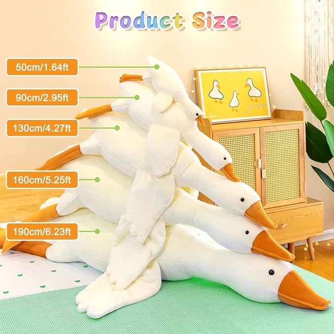 CottonStar Goose Stuffed Animal 75 Inch Plush Toy, 6 Foot Giant Duck Plush, Super Soft Huge Plushies Pillow Hugging, Gift for Kids and Friends, White