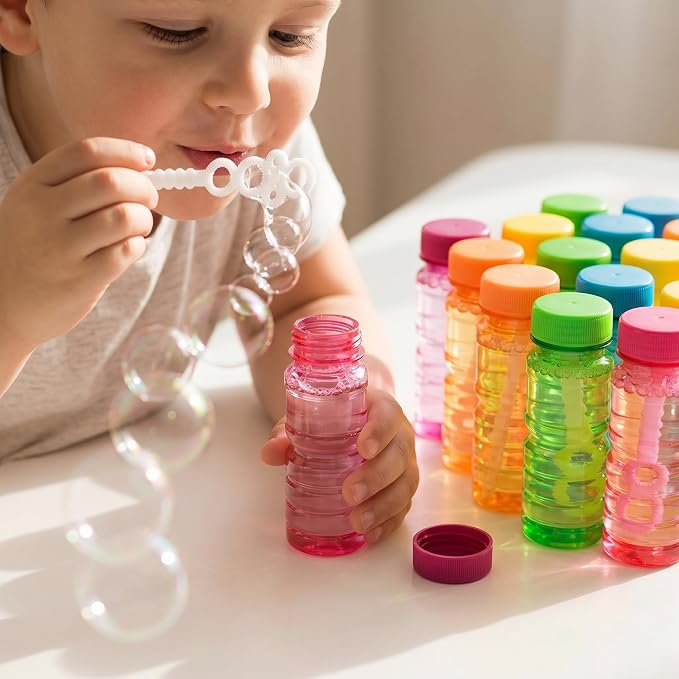 novelinks Big Bubble Bottle 24 Pack, 4oz Blow Bubbles Solution for Kids Novelty Summer Toy, Bubbles Party Favors Bubbles Bulk Assorted Colors Set