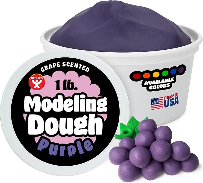 Hygloss Play Modeling Dough for Kids – Safe & Non-Toxic Sensory Dough for Arts and Crafts – 1 lb Tub – Play Clay for Toddler Activities, Preschool Classroom Must-Haves – Purple Color, Scented