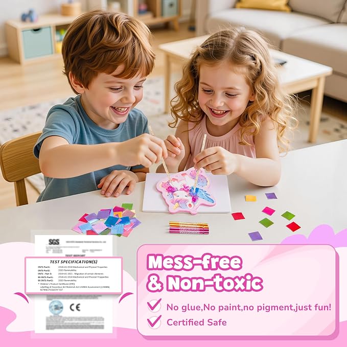 Poke-in Wind Chime Craft Kit for Kids, 3D Magical Fantasy DIY Set with Audible Wind Chime Pieces, 6 EVA Magical Figures, Mess-Free Creative Activity, Arts and Crafts & Birthday Gift for kids Age 3+