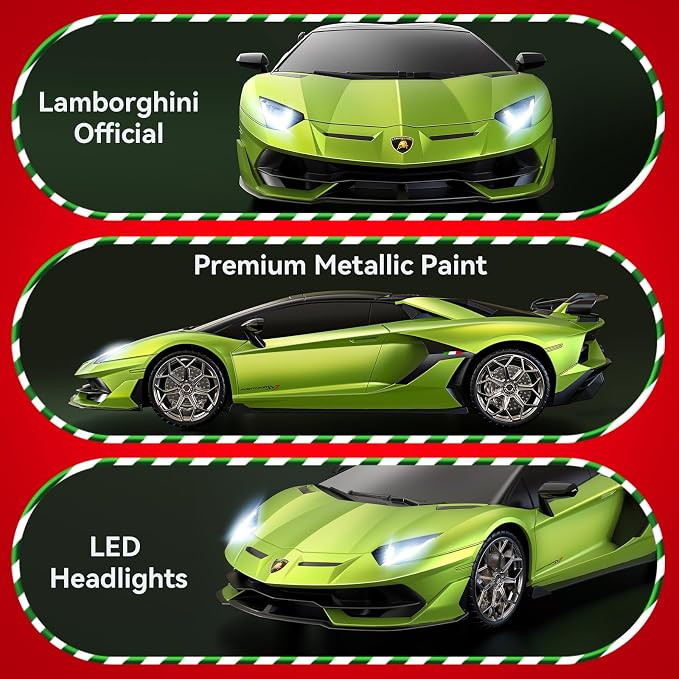 AEROQUEST 1:16 Lamborghini Remote Control Car Pistol Grip Controller | Adjustable Speed,Officially Licensed, Rechargeable, 2.4GHz, With Headlight, 12Km/h, Birthday gift，Toys for ages 4-12