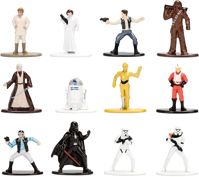 Jada Star Wars Nano Metalfigs 12-Pack – Series 1 Toys | 1.65” Die-Cast Mini Figures Featuring Luke Skywalker, Darth Vader, Princess Leia, and More