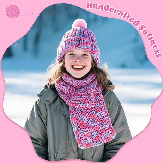 PREBOX Knitting Loom Craft Kit for Kids & Beginners - Create Hat & Scraf with Yarn, Hook Needle, Birthday Gifts Ideas for Teens Girls Age 6-8 8-12 14+, Rose Loom