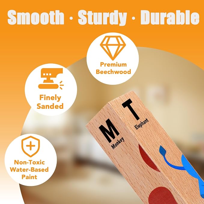 4 in 1 Montessori Wooden Puzzle Toy for Toddlers Ages 2 and Up – Educational Toys for Kids, Toddler Puzzle Toy for Early Learning & Fine Motor Development-Animal