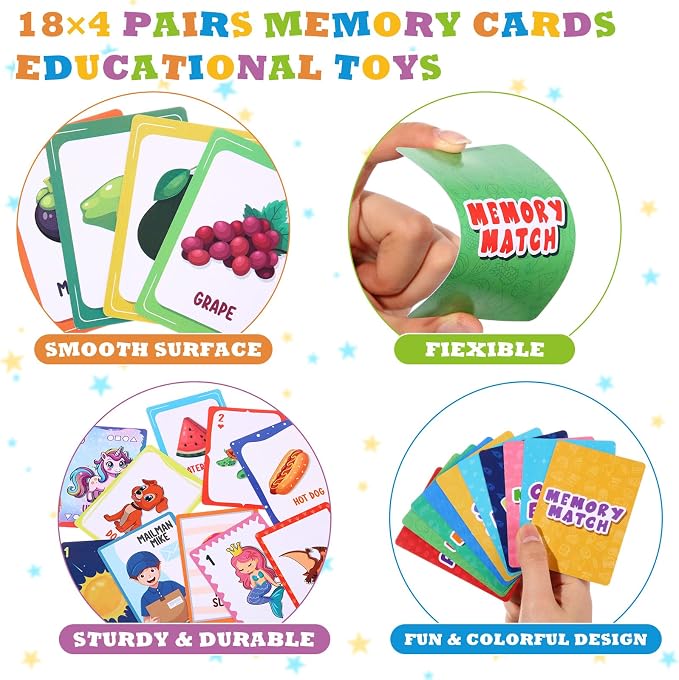 Zubebe 8 Sets Memory Matching Game for Kids Memory Match Fun Matching Game Educational Toys for Family Night, Party Favors, Classroom Prizes (Style 1)