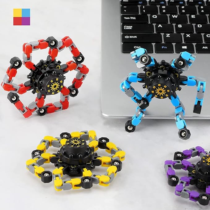 Fidget Toys Transformable Fidget Spinners ADHD Tools for Kids Adult Teen Toddler Autism Sensory Toys Juguetes para Niños 4 Pack Party Favors for Kids