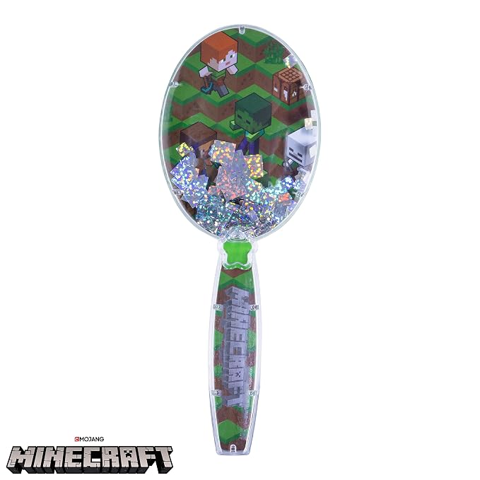 Minecraft Hair Brush with Magical Sparkling Cubes - Confetti, Green - Boys Hair Brush Ages 3+