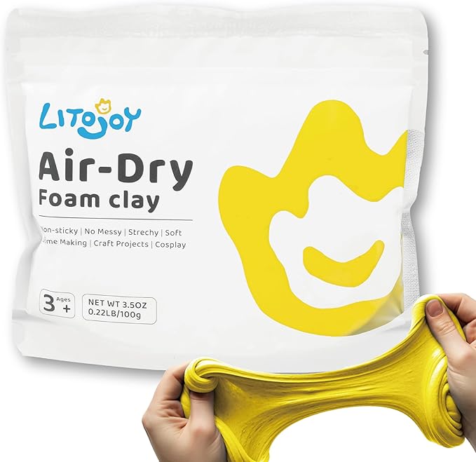 Yellow Air Dry Foam Clay 1.1lbs/500g - Soft Modeling Clay for Art Projects, Cosplay Props, DIY Crafts (Light Weight & Easy to Use)