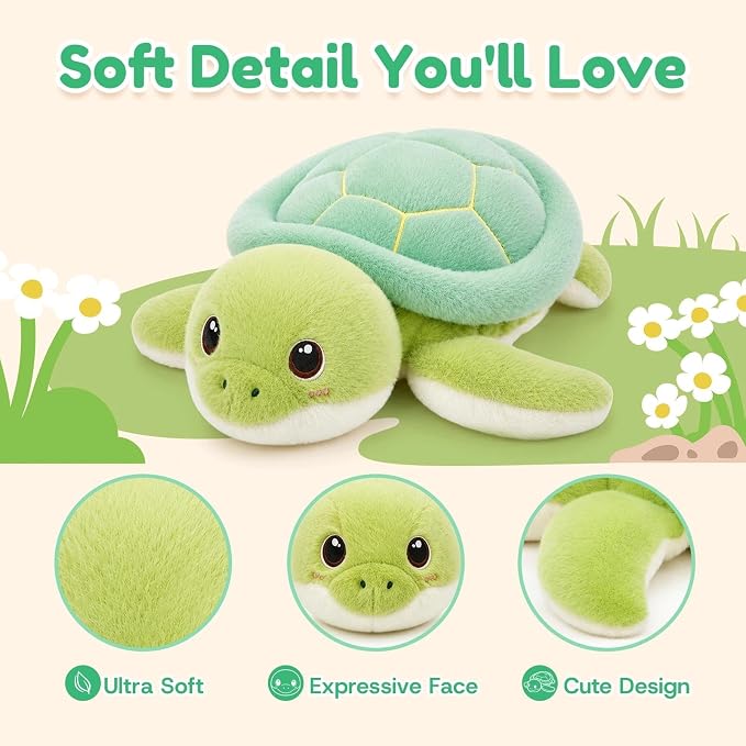 Turtle Weighted Stuffed Animal Soft Plush Toy Gift (10.6 Inch, 0.7 Lbs)