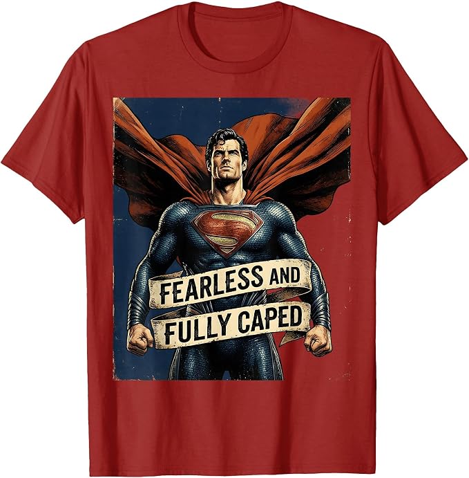 Fearless and Fully Caped Superhero Design T-Shirt