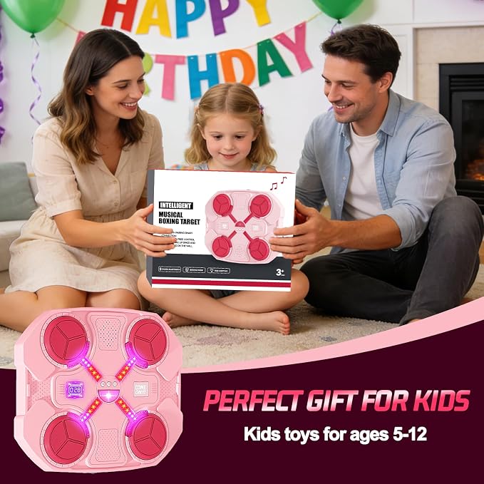 Music Boxing Machine for Kids, Wall Mounted Bluetooth Smart Punching Pad Kids Boxing Training Workout Equipment with Boxing Glove, Birthday Gifts Sport Toys for Boys Girls 5 6 7 8 9 10 11 12 Year Old