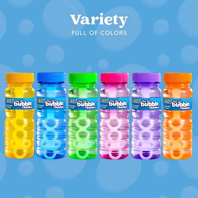 JOYIN 24 Pcs Bubble Bottles with Wand Assortment for Kids, 4oz Blow Bubbles Solution Novelty Summer Toy, Party Favors, Birthday, Outdoor & Indoor Activity