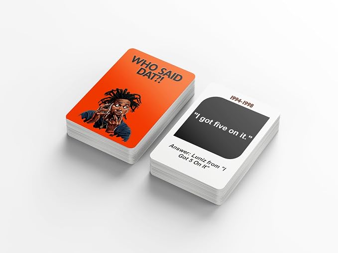 Kinfolk Who Said Dat Hip Hop Trivia 76 Rap Lyric Guessing Cards, Party Music Edition, Test Your Hip Hop IQ Urban Culture Card Game for Family and Friends, Squad Challenge