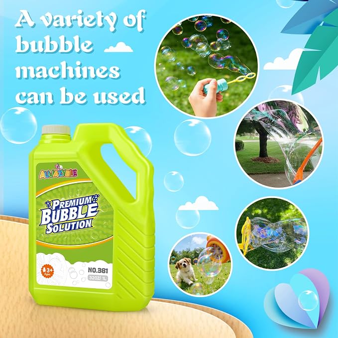 Aujazyble Bubble Solution Refills 32OZ | Giant Bubbles Refill Solution | Bubbles Bulk for Bubble Machine, Bubble Gun, Bubble Wands, Bubble Mower | Bubbles for Kids in Summer Celebrations Party Favor