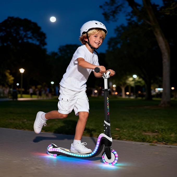 Tonbux Scooter for Kids with Light-Up Wheels & Deck, Adjustable Heights 2 Wheel Kids Scooters for Kids 5-7, Toddler Scooters with 4 Lighting Modes Deck