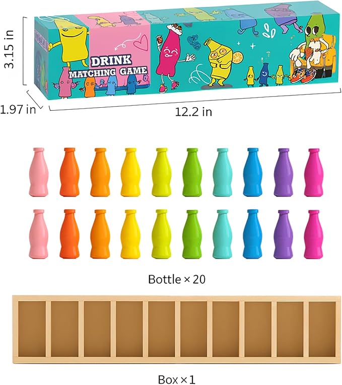 Bottle Color Match Game, Fun Family Board Game for Kids 8-12, 2-4 Player Bottle Collision Game for Kids and Adults, Perfect for Travel Camping Holidays Party Night