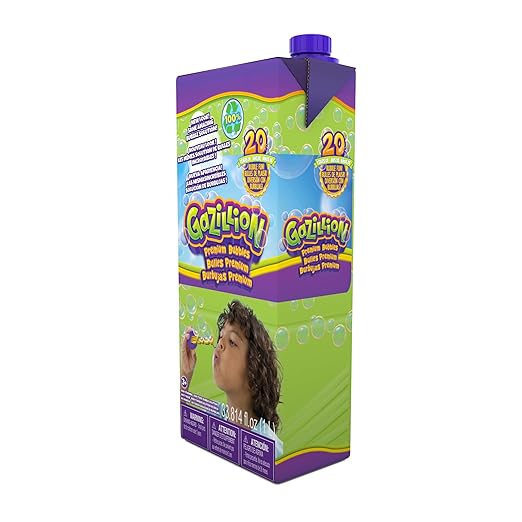 Gazillion Bubbles Original Premium Bubble Solution 1L - Giant, Vibrant, Safe Bubbles with Eco-Friendly Packaging, Outdoor Party Fun