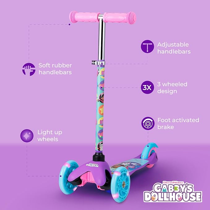 Kick Scooter for Kids, 3 Wheel Self Balancing, Light Up LED Wheels