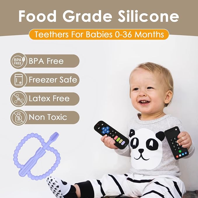 ZOEDO Baby Teething Toys, Remote Control Shape Teething Toys, Cell Phone Teether for Babies, Toy Chew for Babies 3-24 Months, BPA Free & Refrigerator Safe