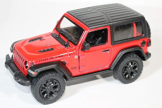 KiNSMART - Jeep Wrangler Rubicon Off Road 4x4 5 inch 1:34 Scale Die Cast Model Replica Toy Car (Red Hardtop)