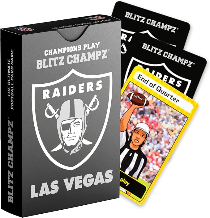 Blitz Champz Las Vegas Raiders – Official NFL Playing Cards & Raiders Gift for Men & Women, Fun Travel Card Games for Adults & Kids Ages 7+, Ideal Camping Games for Friends & Family Game Night