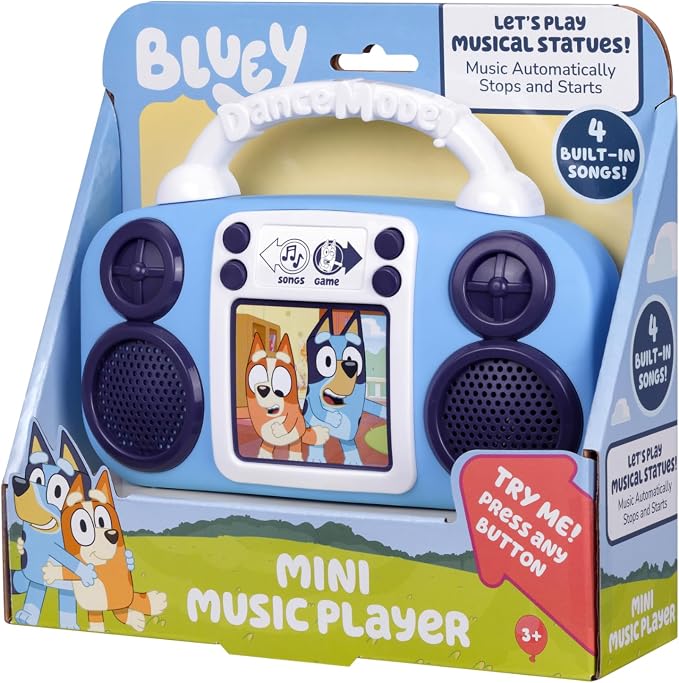 eKids Bluey Toy Music Player, Toddler Toy with Built-in Music and Lights (Bluey)