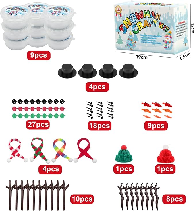 YIXIPAZH Christmas Snowman Crafts Sets，Build a Snowman Crafts Kit for Kids, Modeling Clay Christmas Snowman DIY Sets, Christmas Stocking Stuffers for Kids, Christmas Crafts Xmas Gift