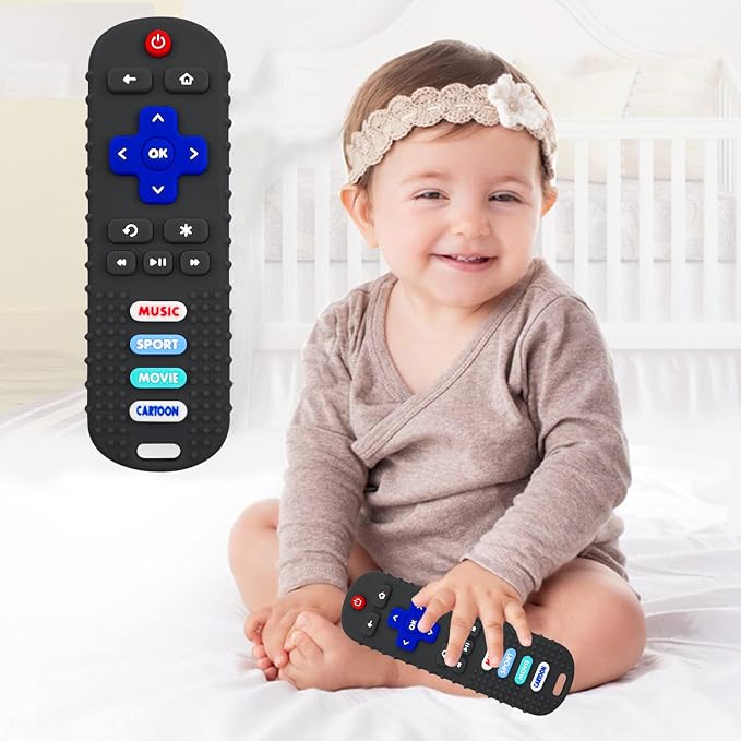 2 Pack Remote Control Shape Teether for Baby,Babies Toy, TV Remote Control,Silicone Remote Control Teething Toys
