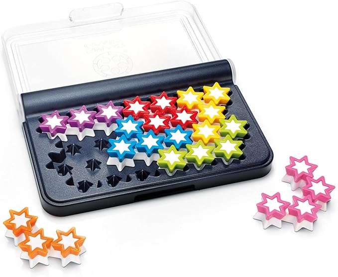 SmartGames IQ Stars, The Entry-Level IQ Game, a Travel Game for Kids and Adults, Skill-Building Brain Game - Brain Teaser for Ages 6 & Up, 120 Challenges in a Travel-Friendly Case.