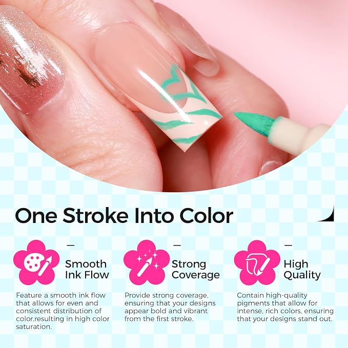 6 Color 3D Nail Art Pens Set, 0.7MM Nail Polish Pens Quick-Drying Acrylic Paint Markers, DIY Nail Design for Dotting Drawing Painting Liner, Home & Salon Manicure Tools Christmas Beginners Gifts