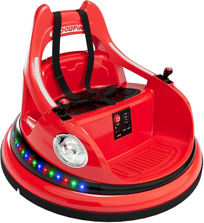 Bumper Car for Kids, 12V Ride on Bumper Car for Toddler with Remote Control, 2-Speed, 2 Driving Modes, 360°Spin, Anti-Collision Padding, Lights, Music, Electric Bumping Car for Children 1.5-6, Red