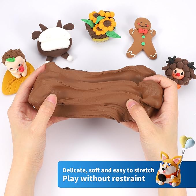 ifergoo Brown Air Dry Clay, DIY Creative Modeling Clay for Kids, Super Light Magic Foam Clay for Kids Age 3-12, Soft, No-Sticky & Non-Toxic, Molding Clay for School Art & Craft Project(100g/3.5oz)