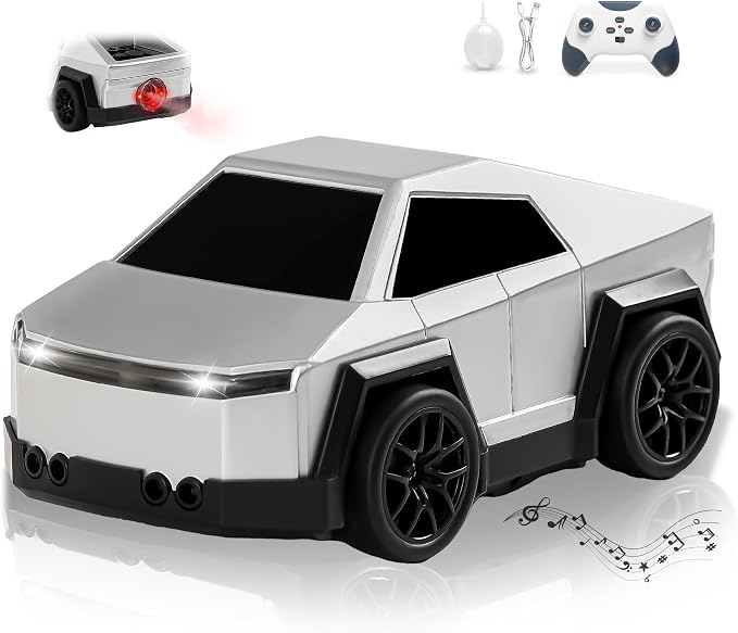 Remote Control Car Cyber-Inspired Rc Cars Toys with Drift Spray Lights Sound Automatic Follow 2.4GHz Rc Truck Toys for 3+ Boys Pet