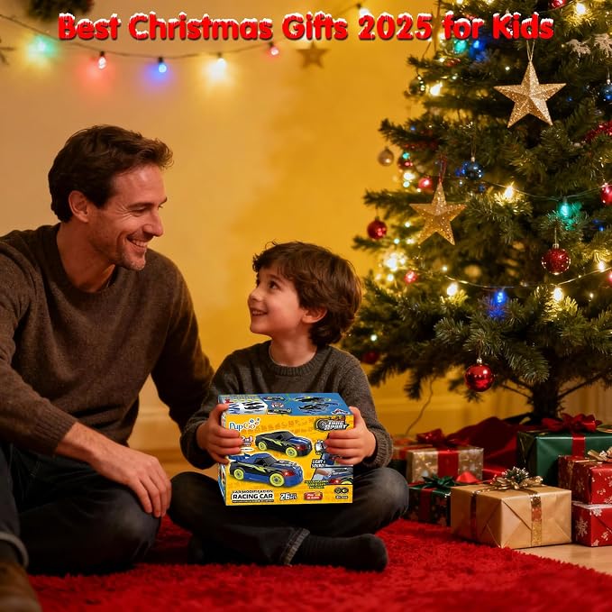 Pup Go Take Apart Toy Racing Car for Kids Age 3+ Year Old, 2 in 1 Build Your Own Car with Realistic Sounds & Lights, Construction Vehicle Toys with Electric Drill, Ideal Gitfs for Boys(4 Spare Screws)
