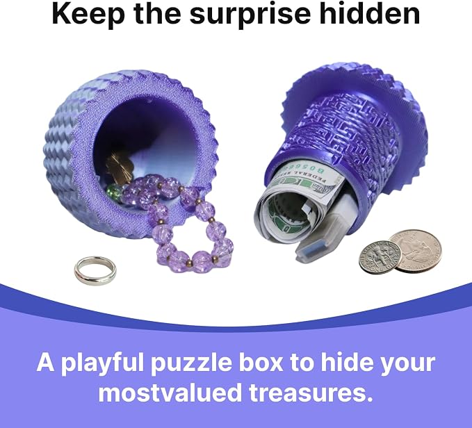 Money Puzzle Box for Cash Gift Card Holder - Reusable Secret Safe with 4 Unique Maze Egg Designs, 3D Printed Brain Teaser Game for Teens Adults, Easter Birthday Christmas Stocking Stuffer