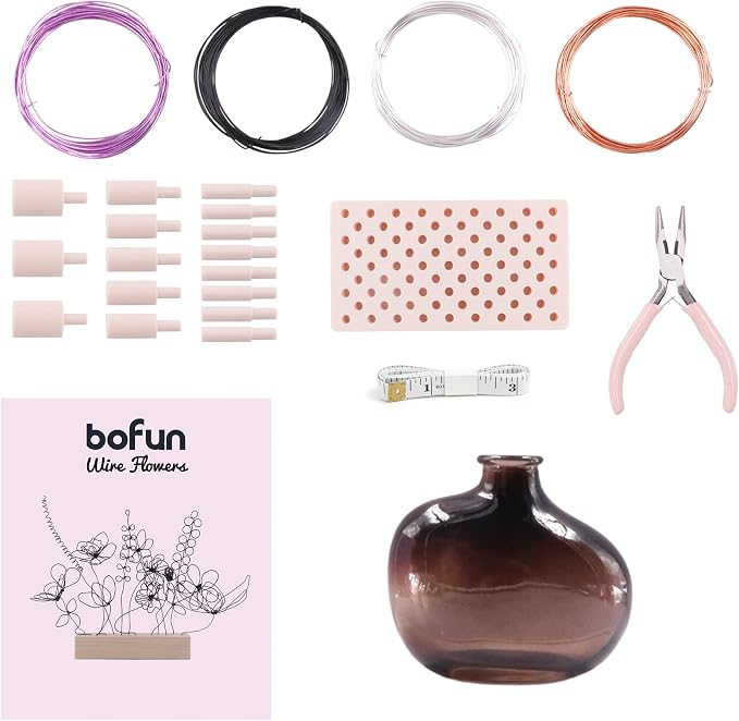 BoFUN Easy Wire Flower Crafts Kit for Teens& Adults, DIY Art Hobbies Metal Flower Making Set for Women, Creative Handmade Craft Supplies for Home Decor, Party, Mom Birthday Gift (Antique)
