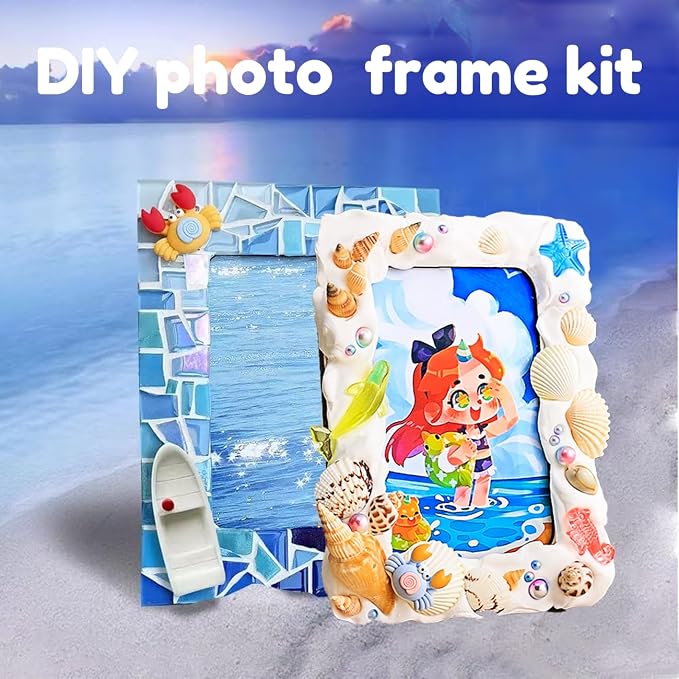 A&H Zier Decorate Your Own Mosaic Picture Frame Kit - 3 Pack DIY Arts & Crafts for Kids Ages 8-12, Valentines Day Gifts for Girls, 5x7 & 4x6 Photo Frames for Adults & Family