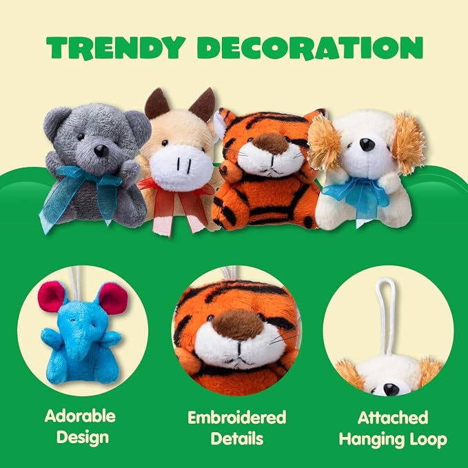JOYIN 72 Pack Mini Animal Plush Toy Assortment (72 Units 3" Each),Bulk Stuffed Animals Party Favors for Kids, Small Animals Plush Keychain Decoration, Carnival Prizes, Birthday Treasure Box Toys