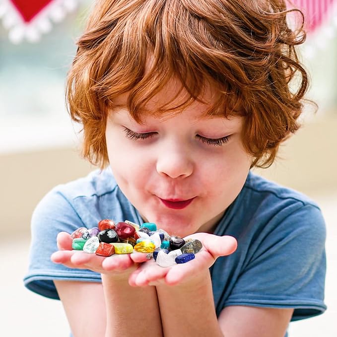 Gamerside Rock Collection for Kids - 25 Unique Gemstones & Crystals - Educational Geology Science Kit, Perfect STEM Toy Gift for Boys & Girls Ages 6-12