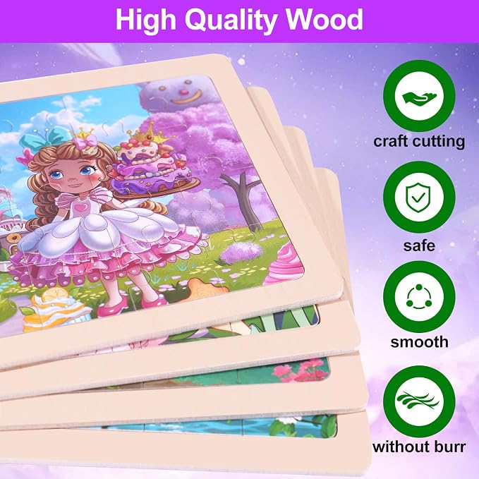 Wooden Puzzles for Kids Ages 3-5, 4 Packs Montessori Toddler Jigsaw Puzzles, Preschool Educational Toys for Children Ages 4-8, Puzzle Boards Toys for 3 4 5 6 7 8 9 Boys Girls (Animal B)